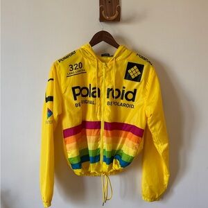 Polaroid Vibrant Yellow Jacket with Rainbow Stripes